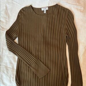 COS Olive Ribbed Knit Top